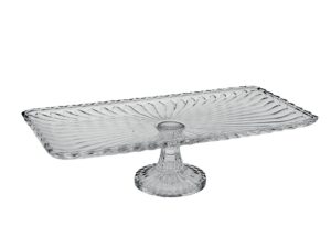 Rechthoekige glazen cake schotel 18,5x18,5x38cm