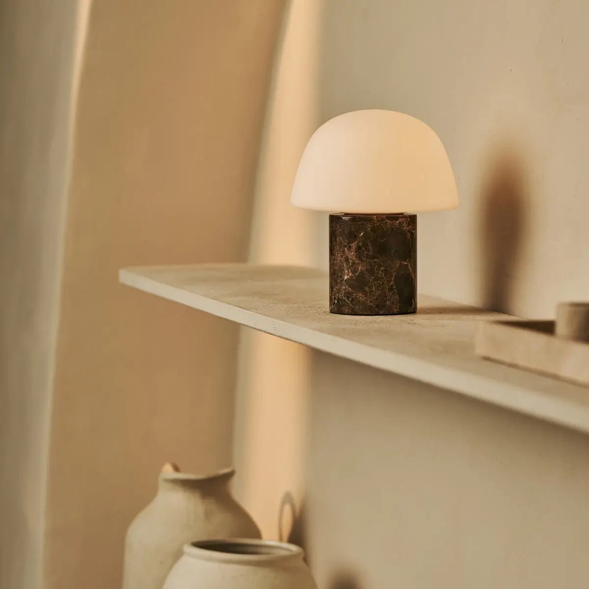 Maes Brown / Emperador Dark - Elegante marmeren oplaadbare tafellamp, tot 100 uur verlichting, stijlvol en functioneel - Afbeelding 5