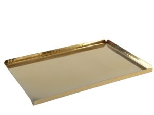 Golden gehamerd rechthoekig dienblad 30,5x21x1.25 cm