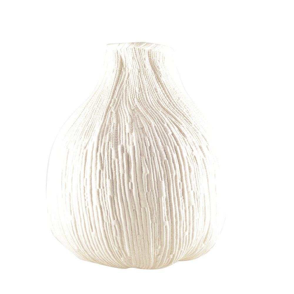 Roomachtig witte ronde vaas groot model 29x29x32cm