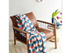 Toby deken blauw, zacht jacquard gebreide katoen