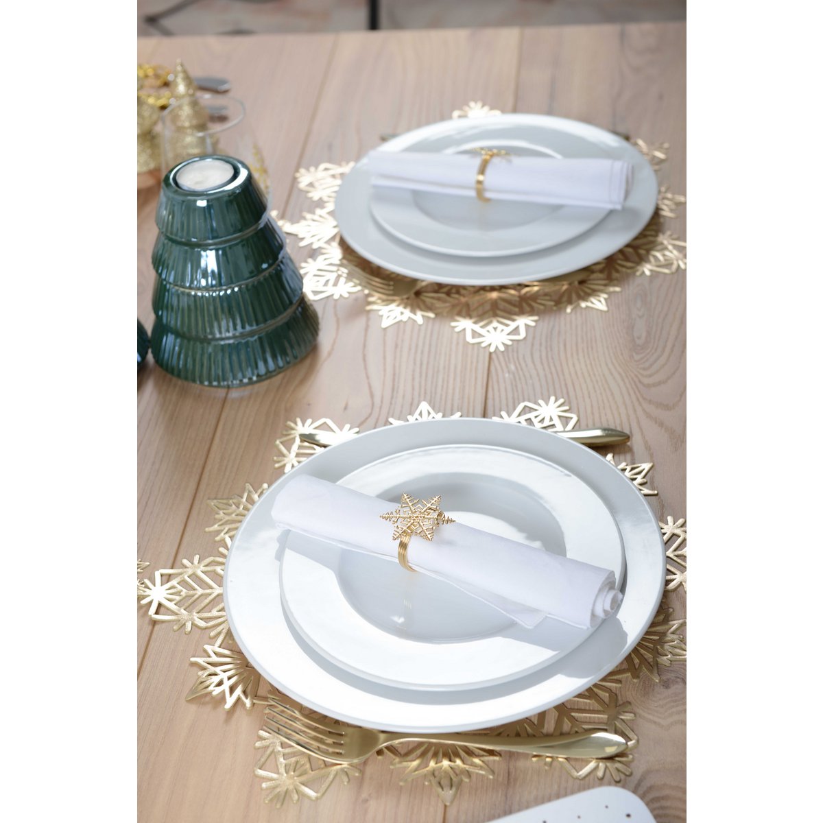 Set van 4 rondes van gouden vlokken handdoeken - Afbeelding 2