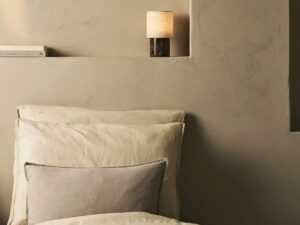 Onoda Brown / Emperador Dark - Marmeren oplaadbare tafellamp - met linnen verwisselbare lampenkap en oplaadbaar ontwerp