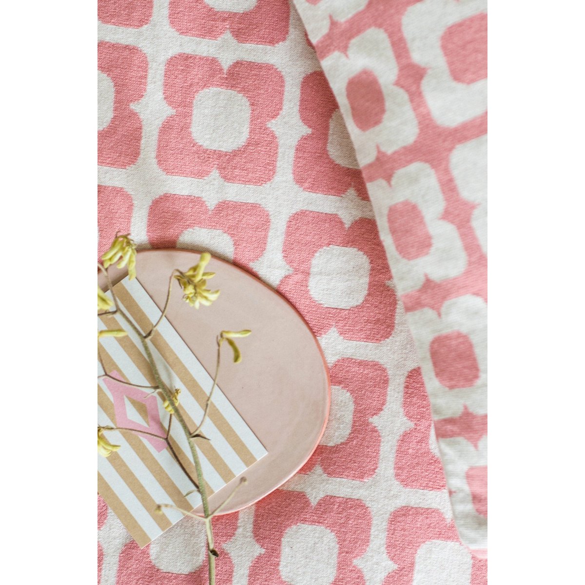 Doris deken roze, zachte jacquard gebreide katoen - Afbeelding 4