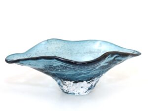 Blauw glas decoratieve snit 33x18x10.5 cm