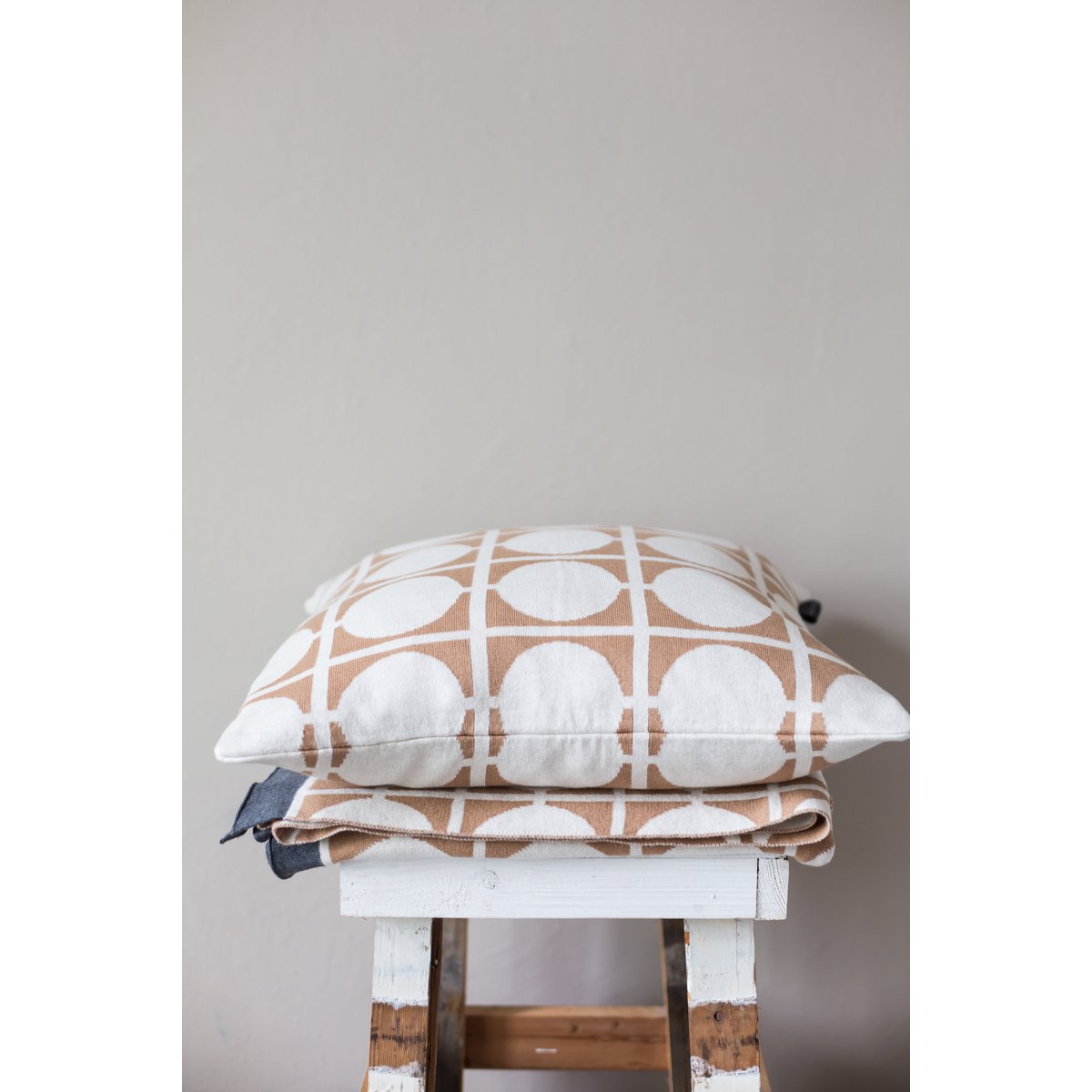 Don kussenbedekking bruin, zachte jacquard katoenen gebreide - Afbeelding 3