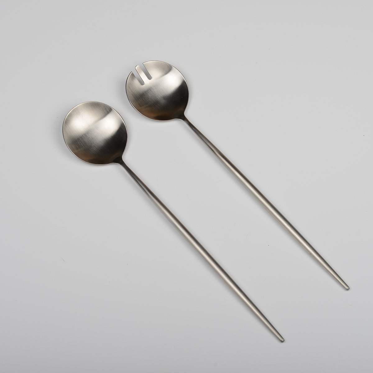 Mat zilveren salade bestek - Afbeelding 3