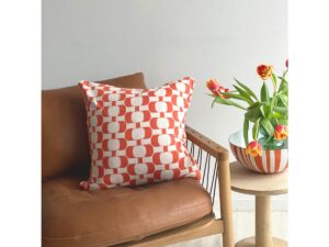 Edith kussenbedekking meloen, zacht jacquard gebreide katoen