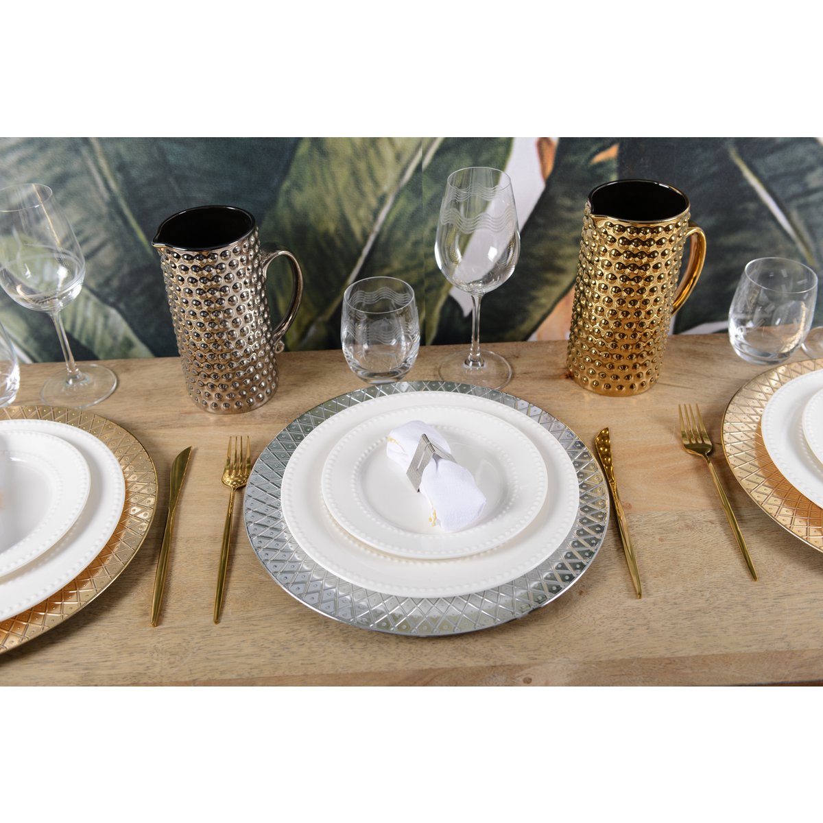 Veel 4 rondes van zilver gehamerd driehoekshanddoeken - Afbeelding 2