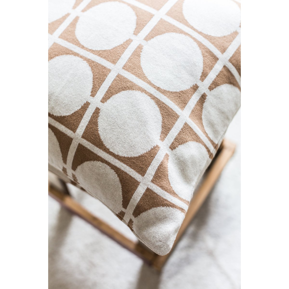 Don kussenbedekking bruin, zachte jacquard katoenen gebreide