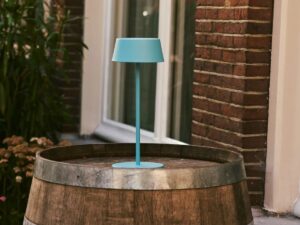 Hugo Amsterdams Blauwe Oplaadbare Ijzeren Tafellamp - Dimbaar, Stijlvol & Snoerloos