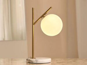 Madison Marmeren Lamp met Matglazen Bol – Elegante Tafellamp