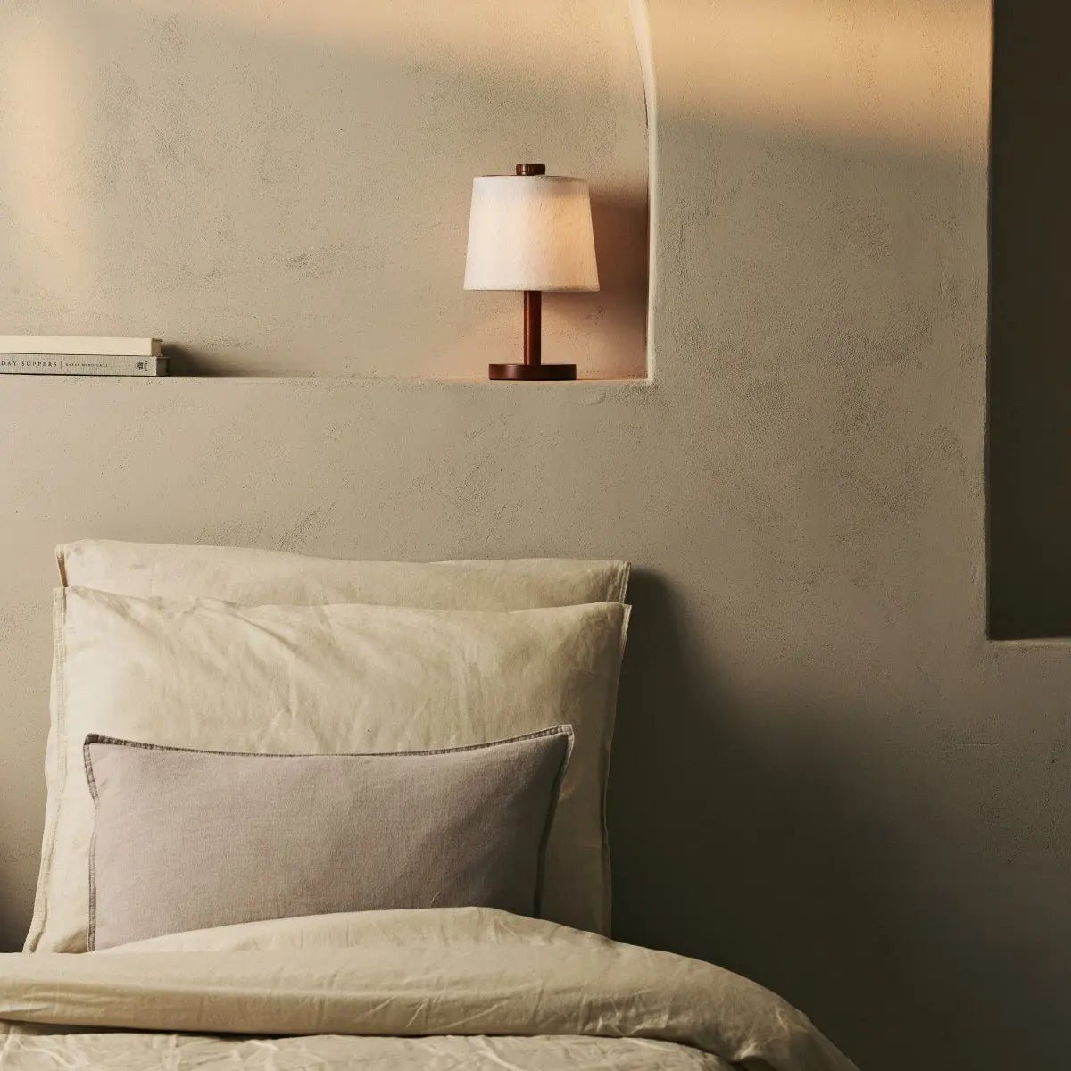 Rover kastanje bruin houten lamp - oplaadbare, draadloze en dimbare schaduw - Afbeelding 6