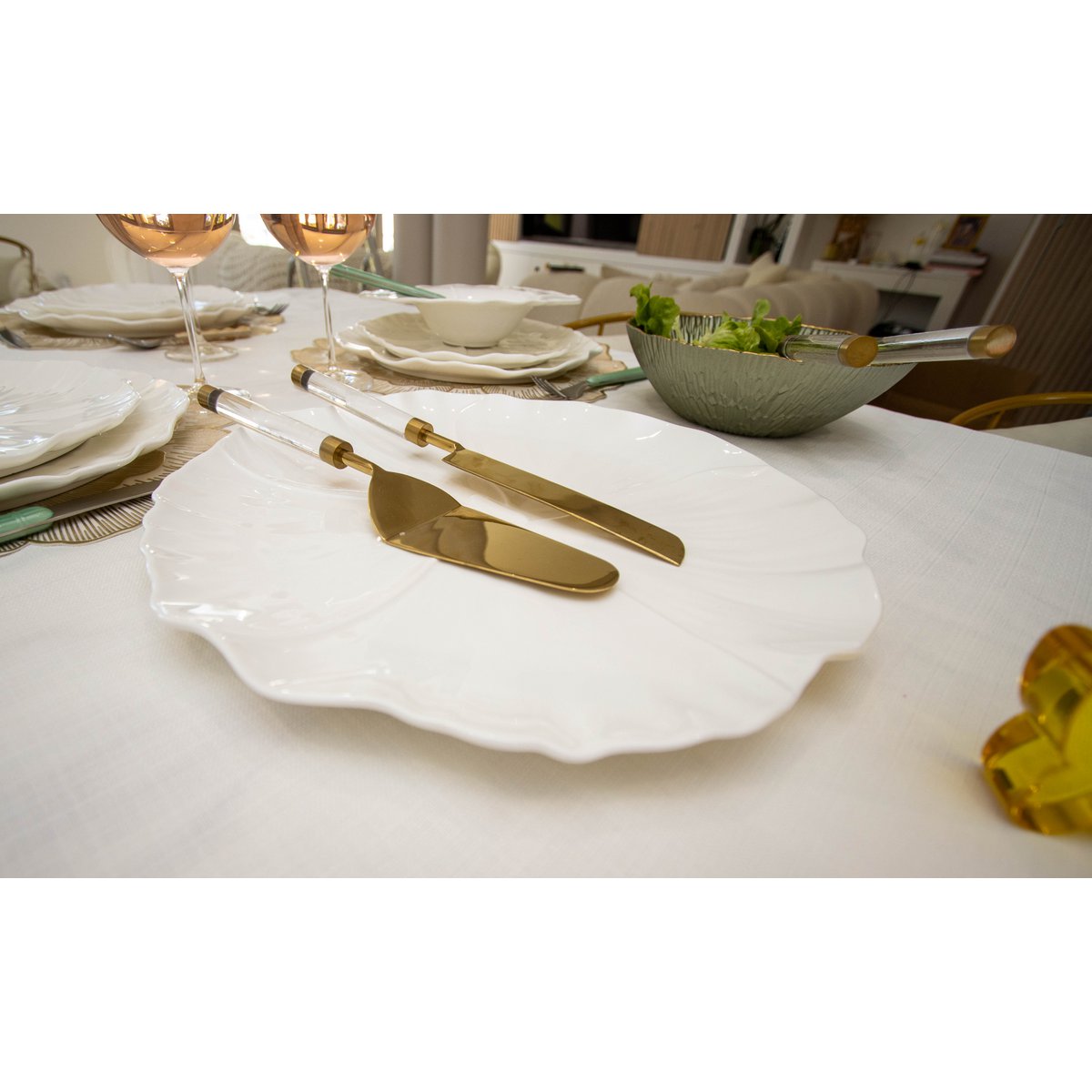 Gouden taart en messchop met transparant handvat - Afbeelding 2