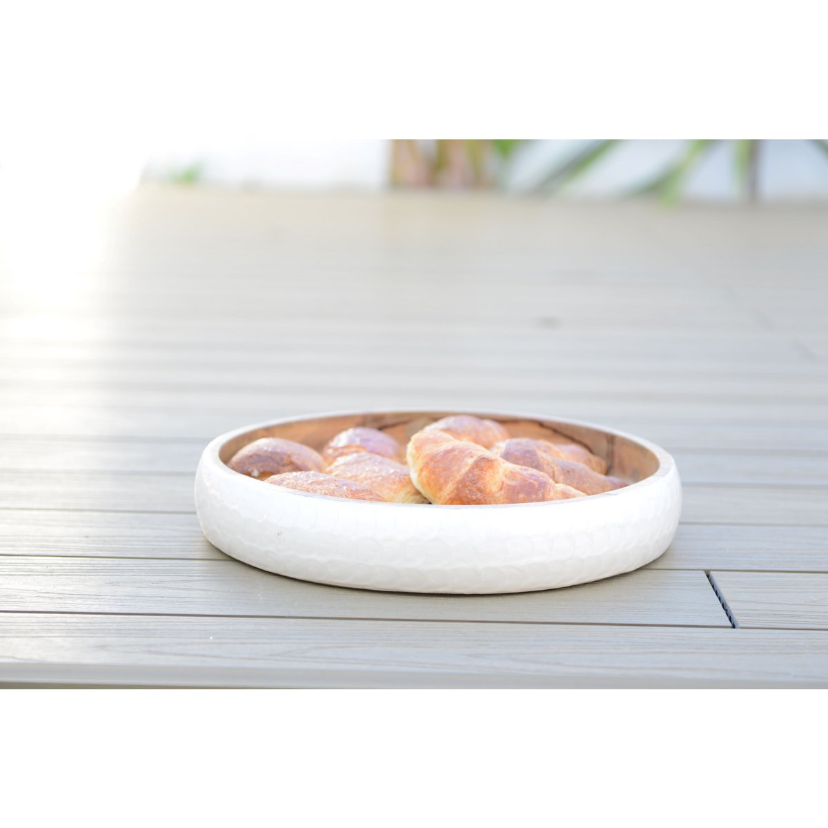 Wit Wood Round Mangoier 40x40x7cm - Afbeelding 3