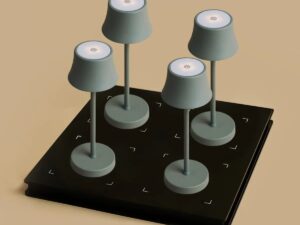 Combi Set Professional-4 X de Pijp Mini Mouse Gray oplaadbare tafellampen & 1 x Amstel Wireless Laying Station met Qi-Technology