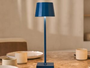William Delftware blauwe oplaadbare ijzeren tafellamp – dimbaar, opladen via USB-C, 120 uur