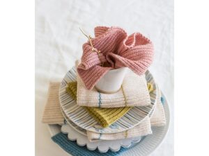 Molly gebreide vaatdoek, roze + streep