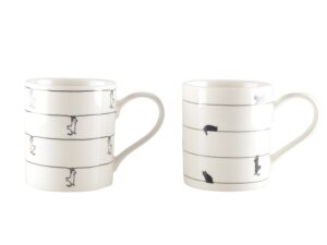 Witte theekopjes met kattenontwerp - set van 2