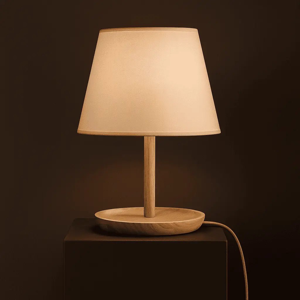 Emily lichtbruine houten lamp met kabel - handgemaakt duurzaam ontwerp voor thuis - Afbeelding 8