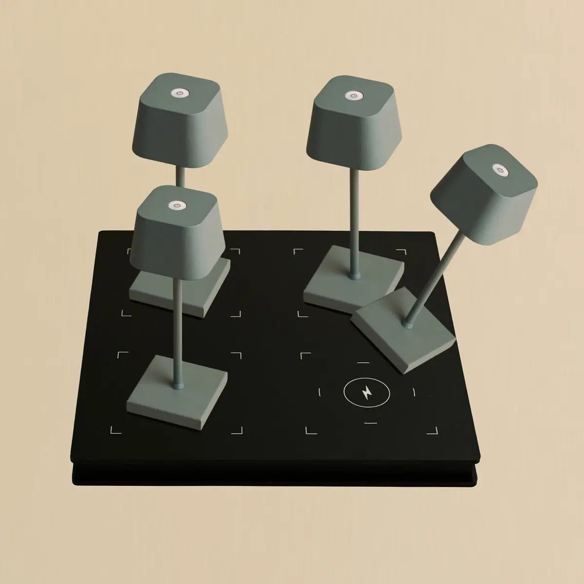 Combi Set Professional-4 x Sarphati Mini Mouse Gray oplaadbare tafellampen & 1 x Amstel Wireless Laying Station met Qi-Technology - Afbeelding 5