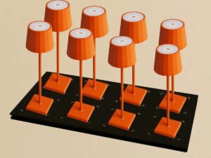Combi Set Professional-8 X Wouter Blossom Orange RooGable Table Lamps & 1 x Central Station Draadloos oplaadstation met Qi-Technology