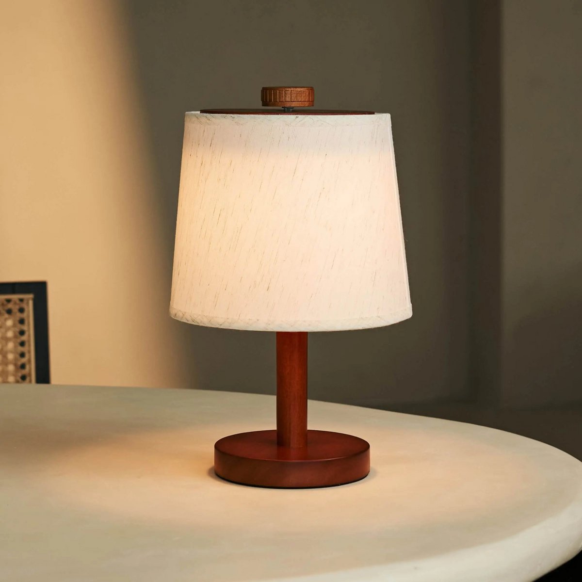 Rover kastanje bruin houten lamp - oplaadbare, draadloze en dimbare schaduw - Afbeelding 5