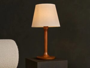 Nova Kastanjebruine Lamp met Houten Voet | Stijlvolle woonkamer- en slaapkamerverlichting