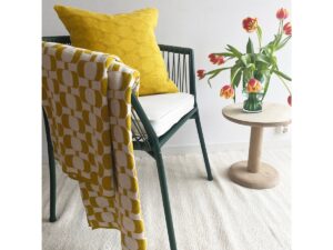 Edith deken licht olijf, zacht jacquard gebreide katoen