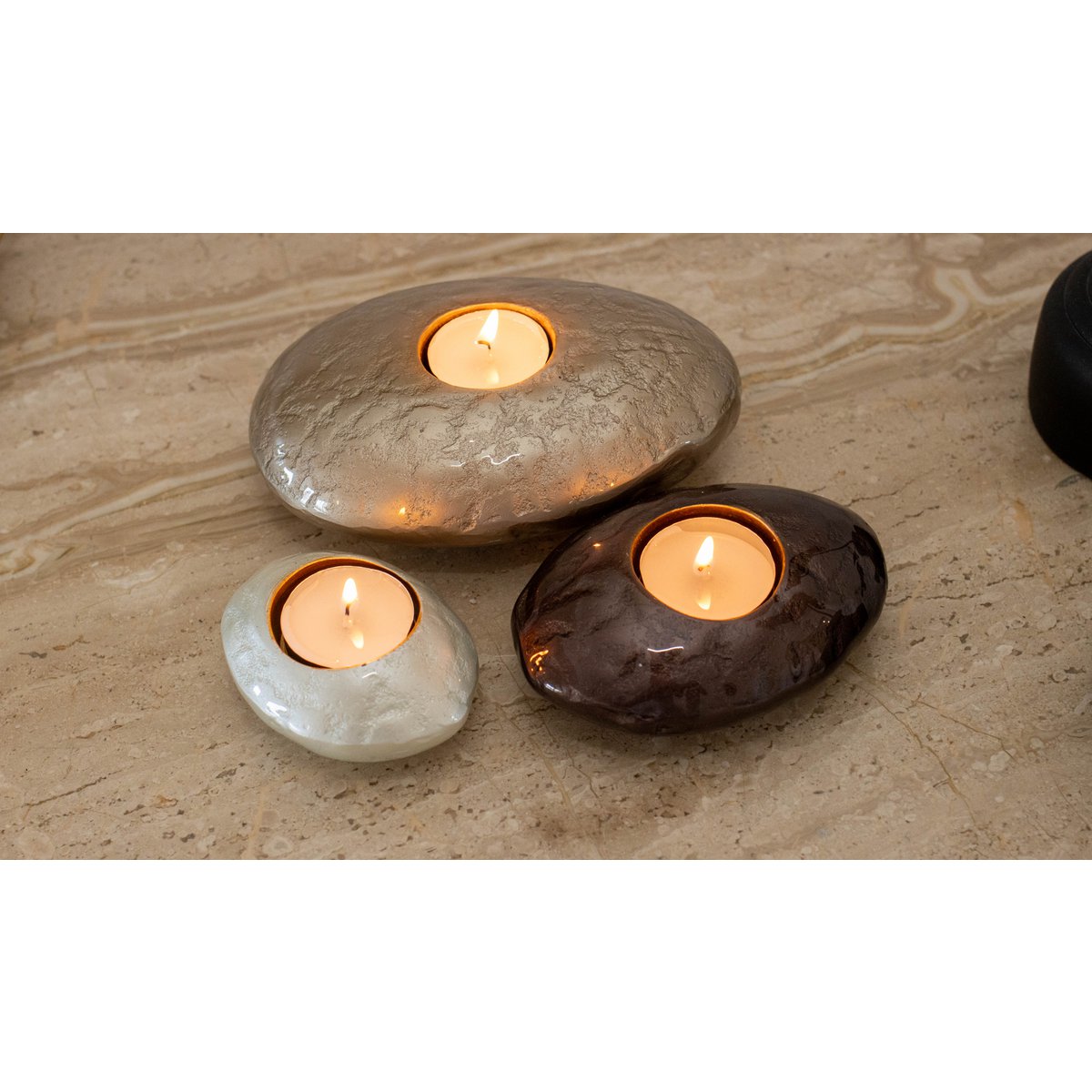 8x6.5x3,5 cm witte aluminium kandelaar - Afbeelding 2