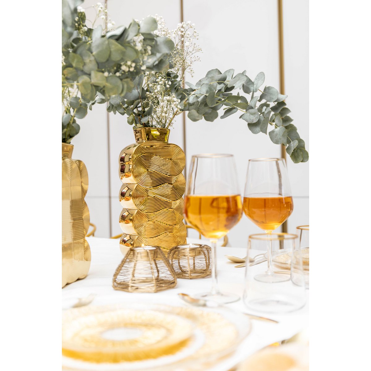 Briljante gouden vaas groot model 14x8x30cm - Afbeelding 3