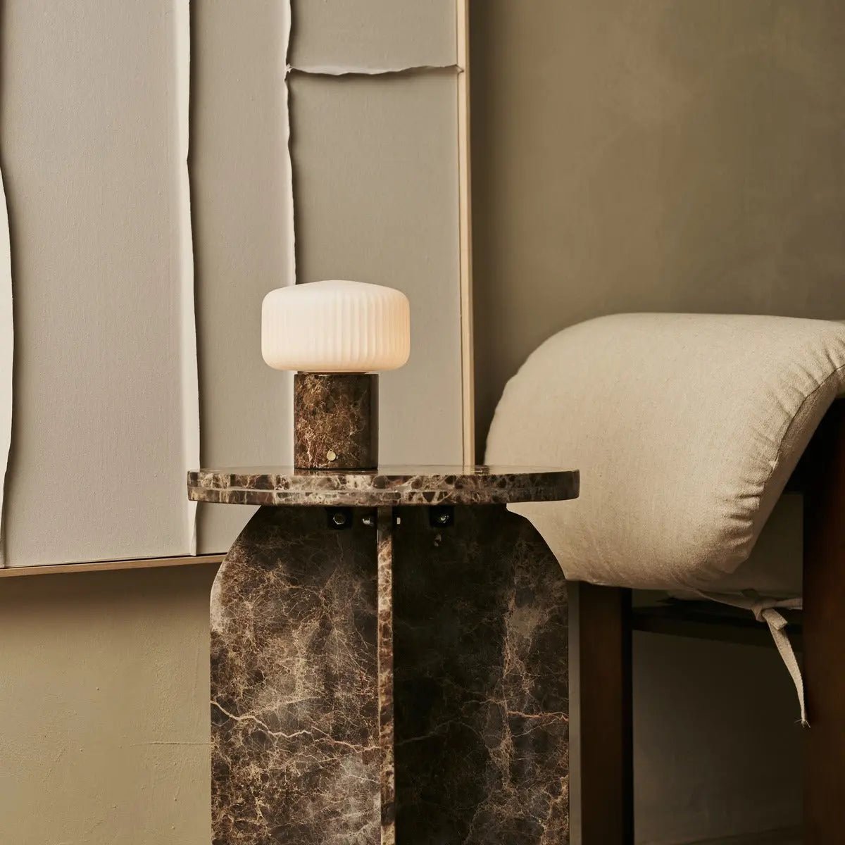 Renoir Brown / Emperador Dark - Marmeren oplaadbare tafellamp - Draadloos, USB -oplaadbaar en tot 100 uur verlichting - Afbeelding 2