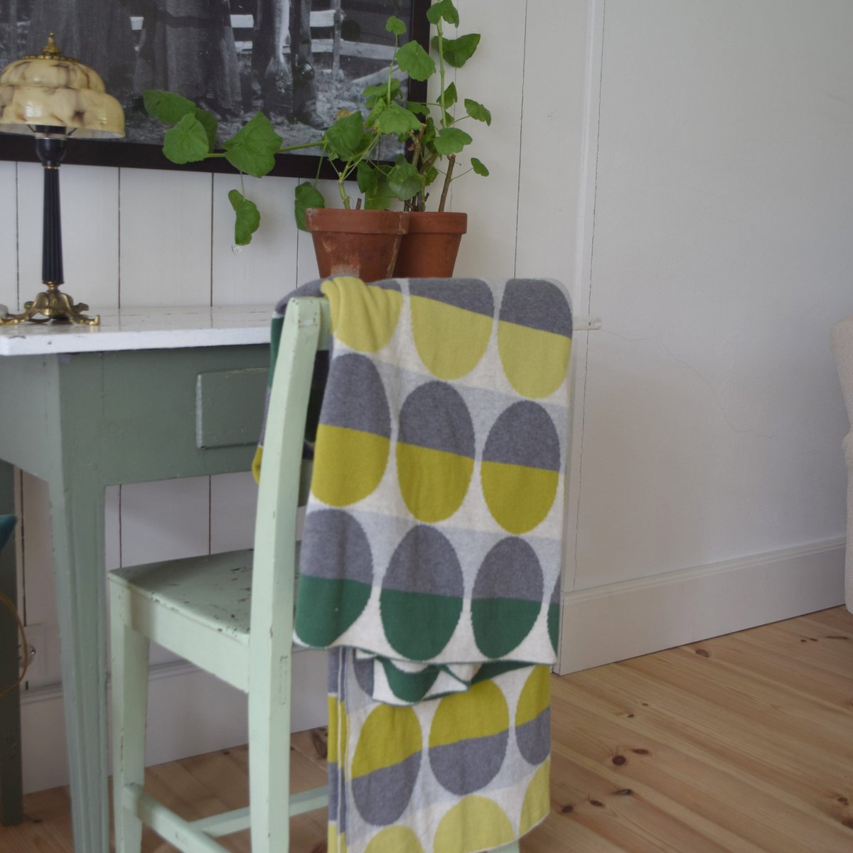 Olivia deken groen, zacht jacquard gebreide katoen - Afbeelding 2