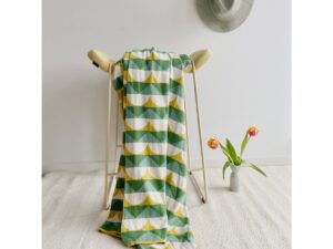 Toby dekengroen, zacht jacquard gebreide katoen