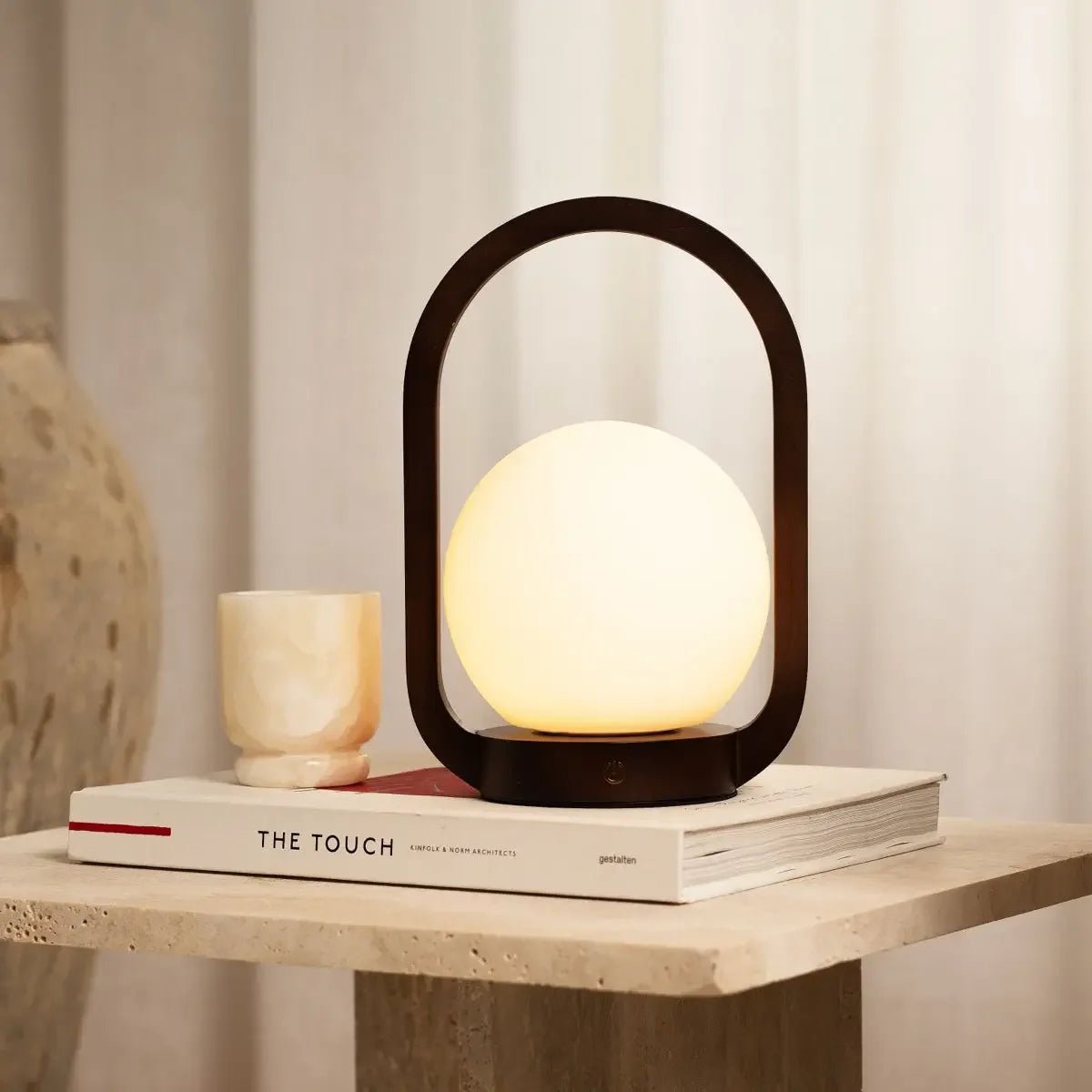 Skye Donkerbruine Houten Snoerloze Lamp - Afbeelding 2