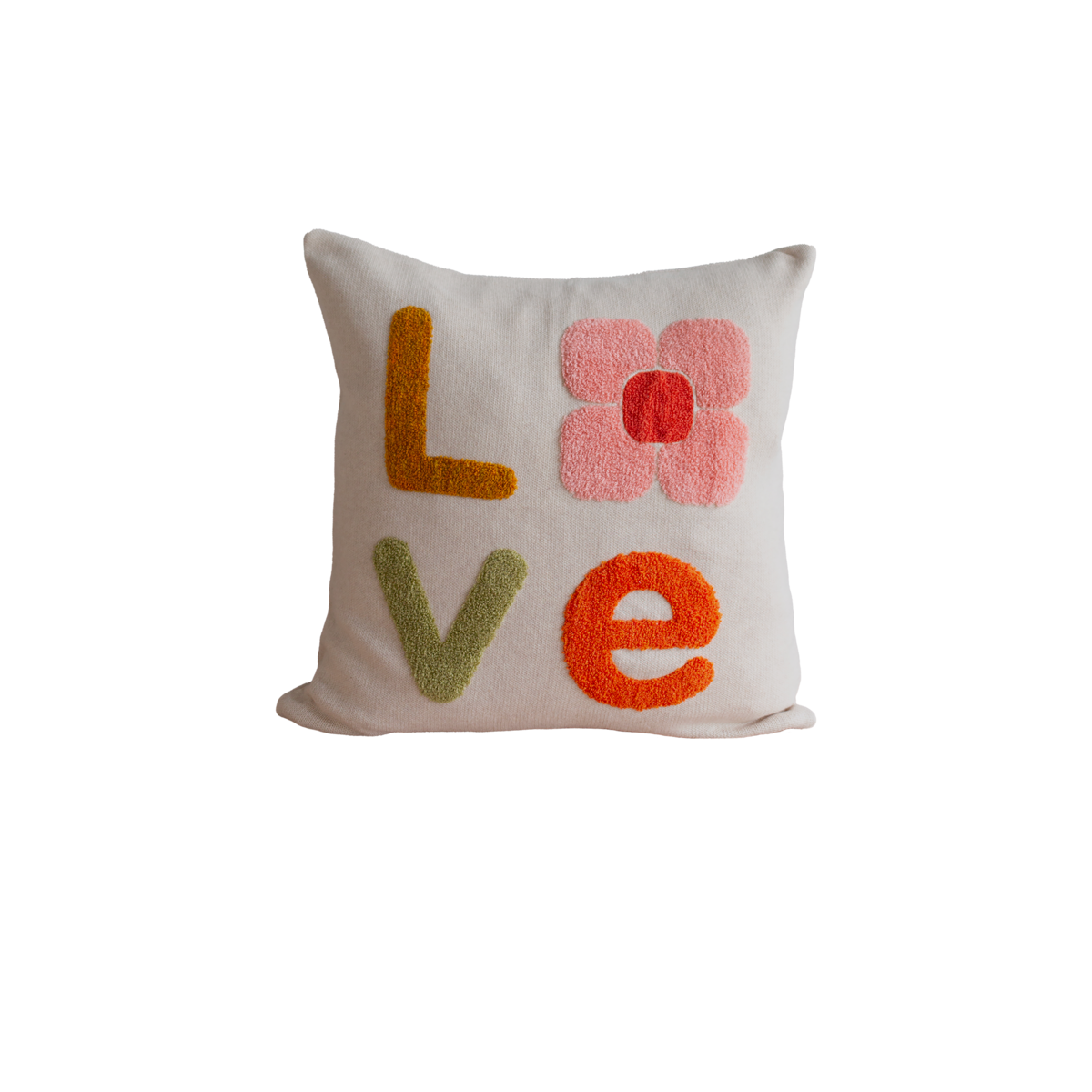 Hou van kussen- dekroze roze, zacht katoenen gebreide met punch naald borduurwerk - Afbeelding 2