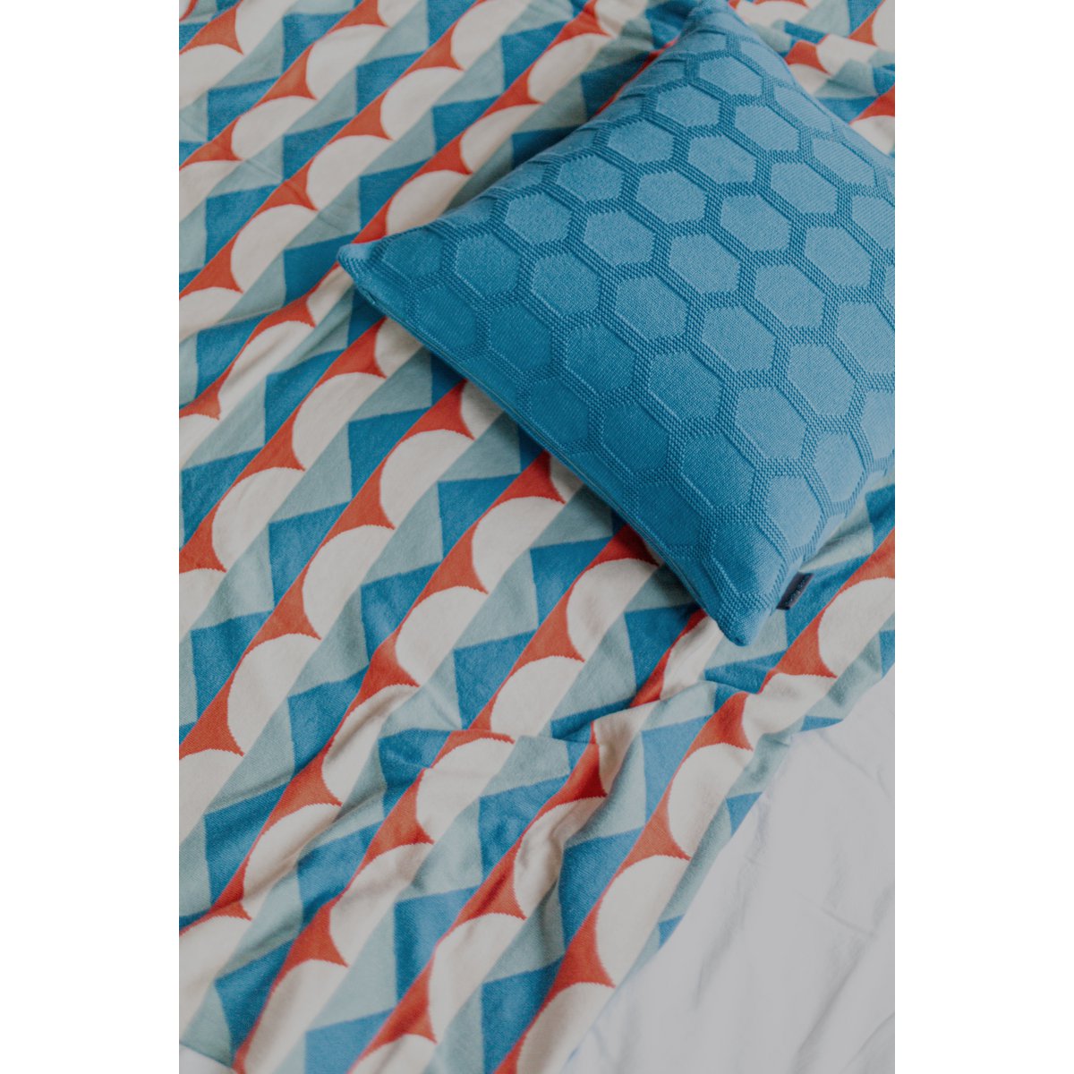 Toby deken blauw, zacht jacquard gebreide katoen - Afbeelding 4