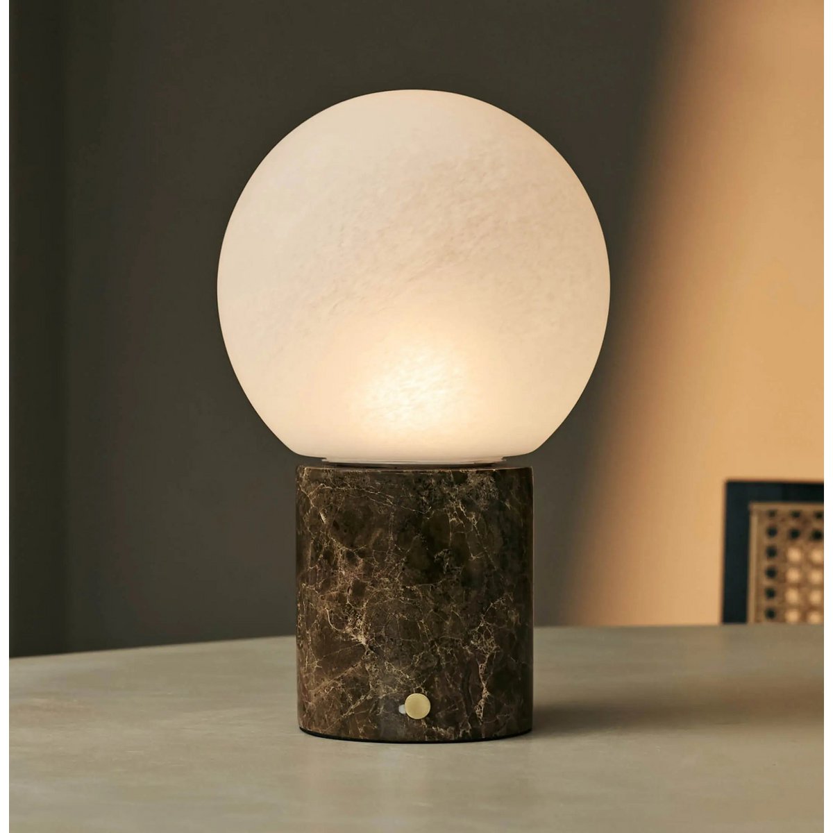 Metsu Brown / Emperador Dark - Classic Marmeren oplaadbare tafellamp met 3 lichte kleuren en dimfunctie - Afbeelding 7