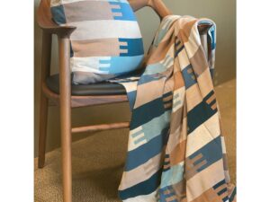 Fredrik deken blauw, zacht jacquard gebreide katoen