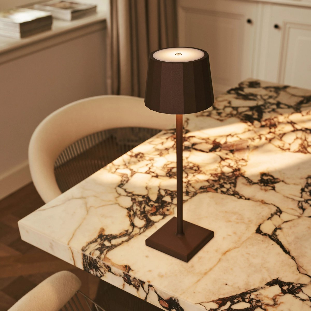 Wouter Mocha Brown oplaadbare tafellamp-Draadloos opladen, dimable, 120 uur batterijduur - Afbeelding 4