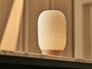 Aurora lichtbruine draadloze tafellamp in 3D-geprinte porselein-oplaadbaar, dimbaar en tot 100 uur licht