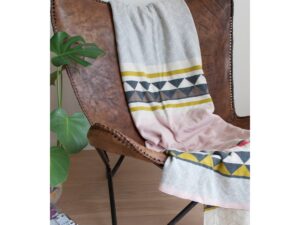 Vilma -deken roze, zachte jacquard gebreide katoen