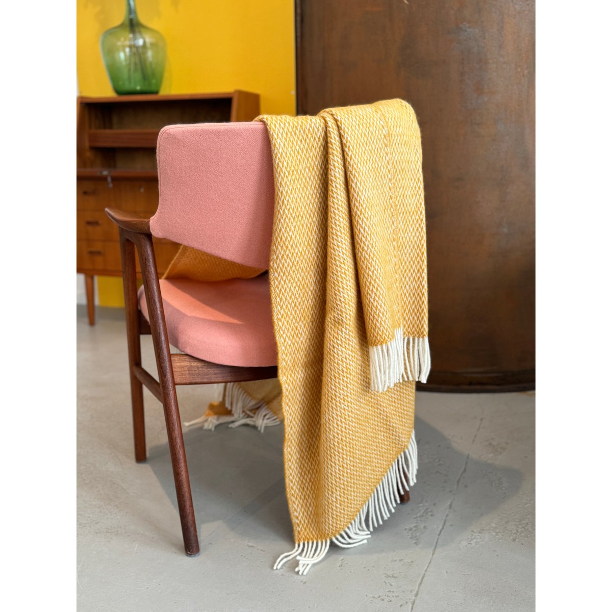 Fanny Wol Deken Geel, lichtgewicht pure Noorse wol - Afbeelding 5