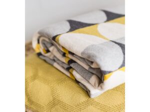 Olivia deken geel, zacht jacquard gebreide katoen