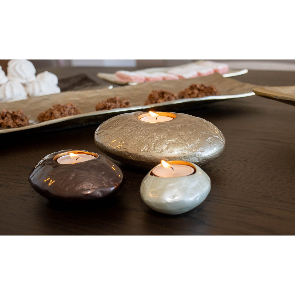 8x6.5x3,5 cm witte aluminium kandelaar - Afbeelding 4