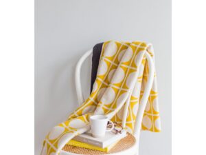 Don deken geel, zacht jacquard gebreide katoen