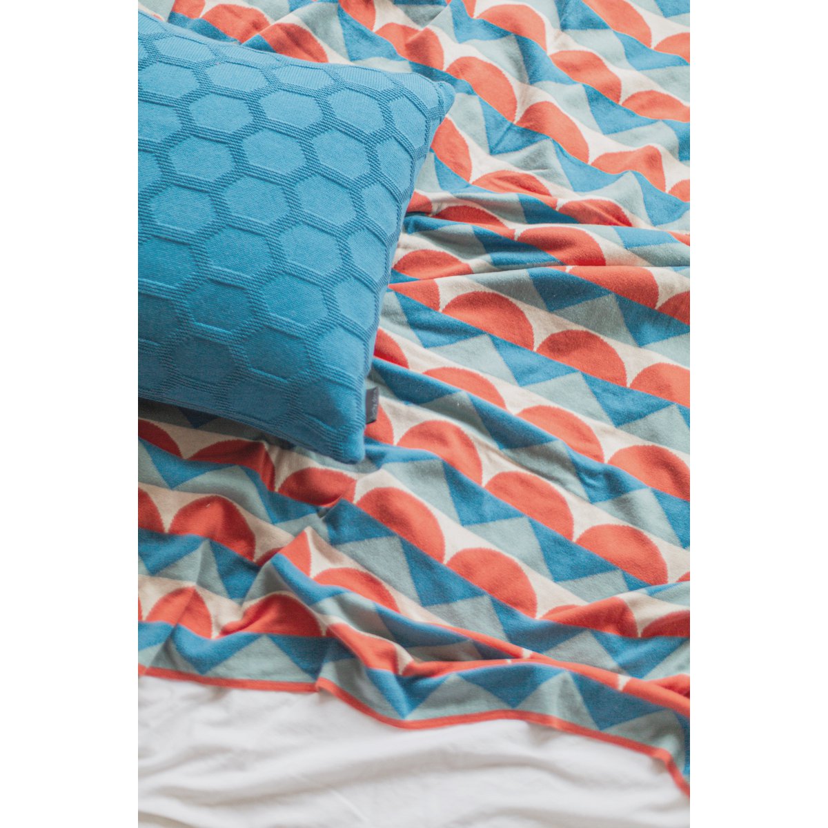 Toby deken blauw, zacht jacquard gebreide katoen - Afbeelding 3