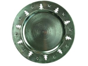 Briljante groene plaat onder boomdecor