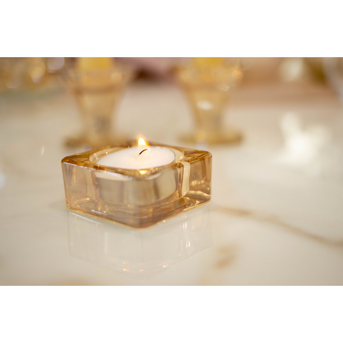 5x5x2.5cm - Set Amber Candlestick - Afbeelding 2