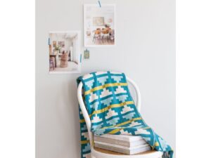 Alf Deken Blauw, zacht jacquard gebreid katoen